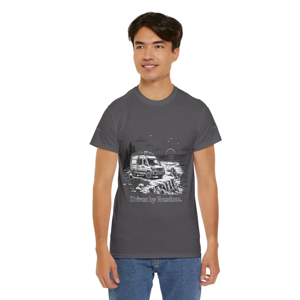 11371657744303963373_2048.jpeg Unisex Heavy Cotton Tee — ""Driven By Freedom" Design Minimal-Line