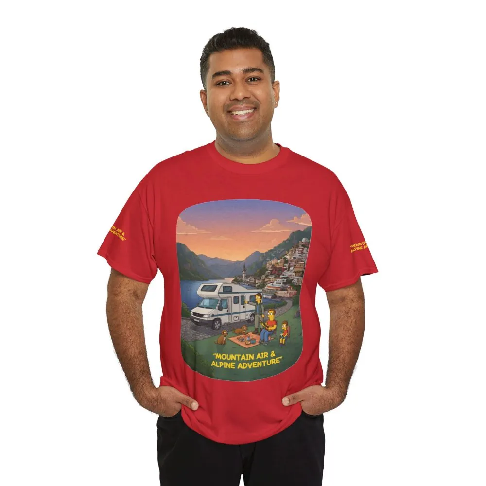 Unisex Heavy Cotton Tee — "Mountain Air-Alpine Adventure" Design Sitcom-Line