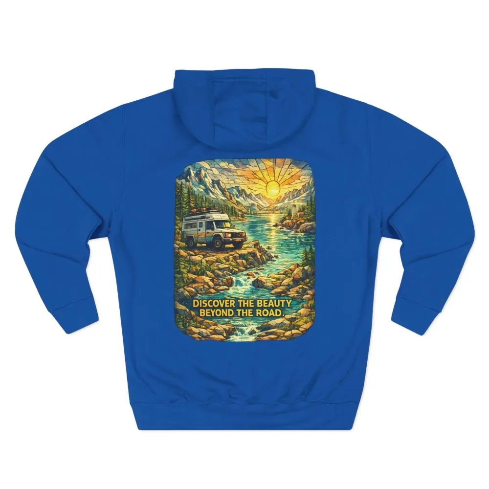 11378099176364758880_2048.jpeg Three-Panel Fleece Hoodie - "Discover The Bieuty Beyond The Road" Design Cubic-Line