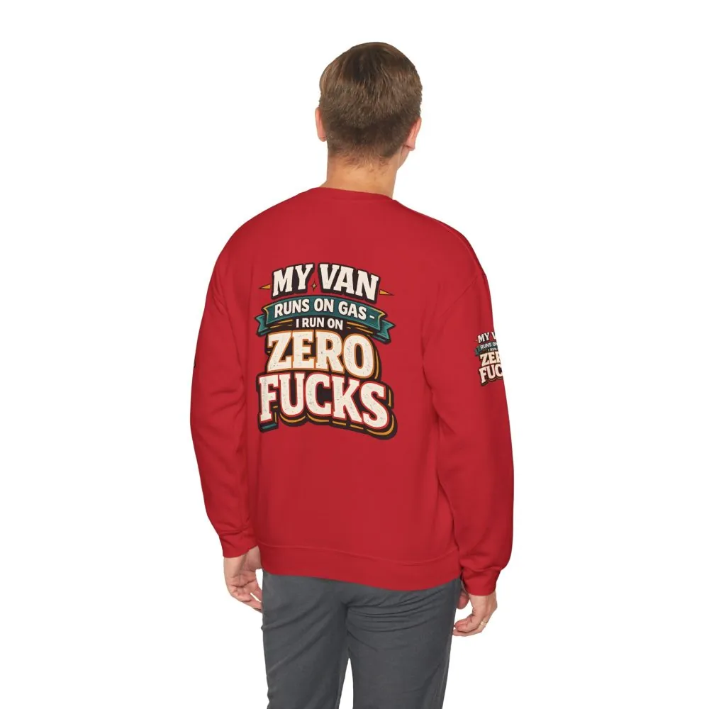 Unisex Heavy Blend™ Crewneck Sweatshirt — "My Van Runs On Gas" Design F**K-Line