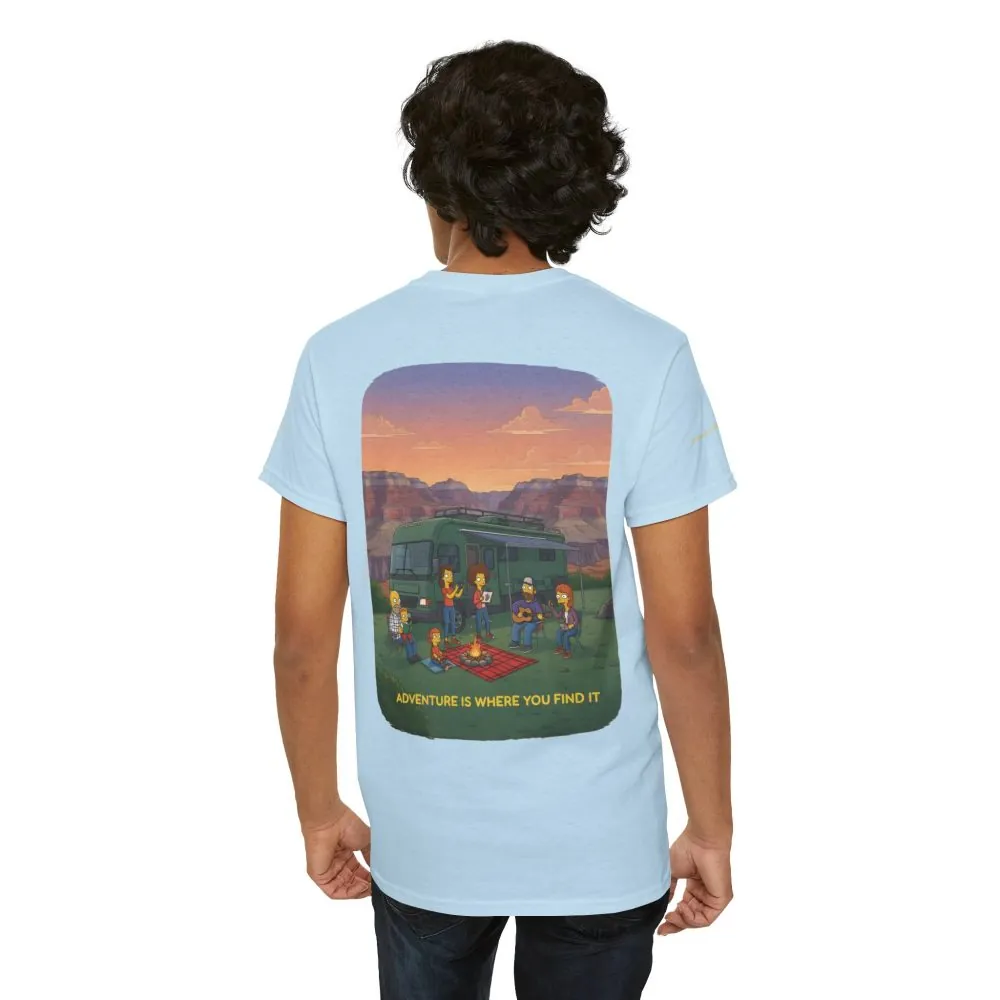 Unisex Heavy Cotton Tee — "Adventure Is Where You Find It" Design Sitcom-Line