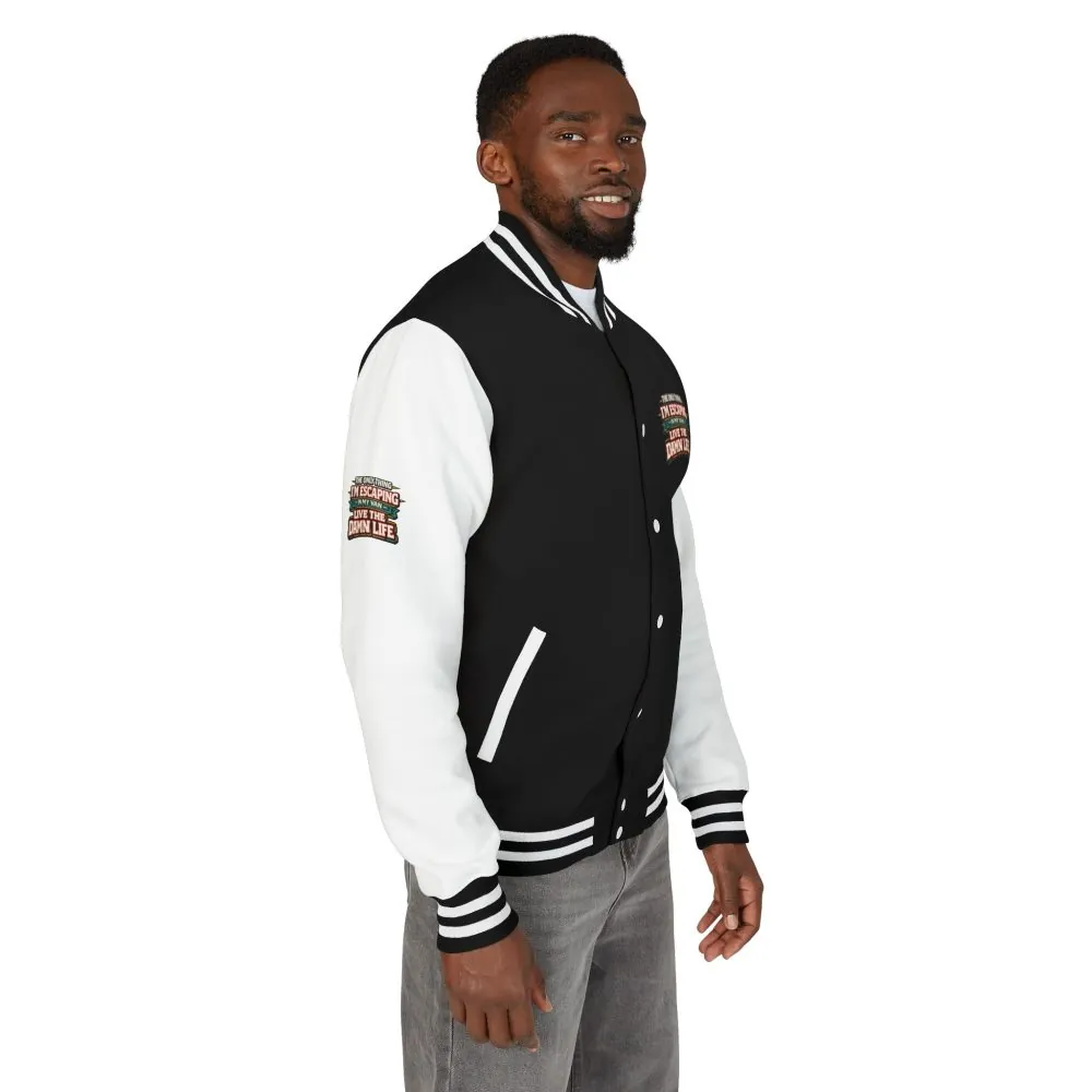 Unisex Heavyweight Letterman Jacket — "The Only Thing I´m Escaping" Design F**K-Line