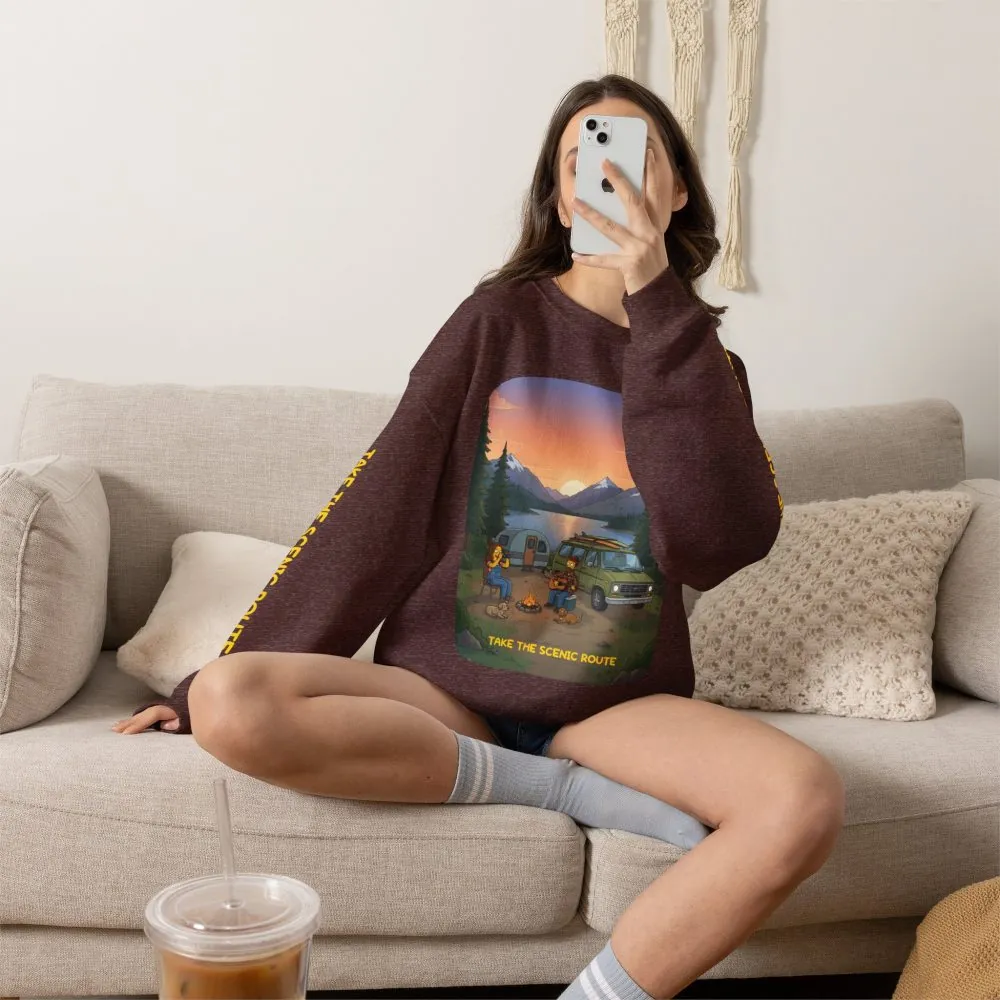 Unisex Heavy Blend™ Crewneck Sweatshirt — "Take The Scenic Route" Design Sitcom-Line