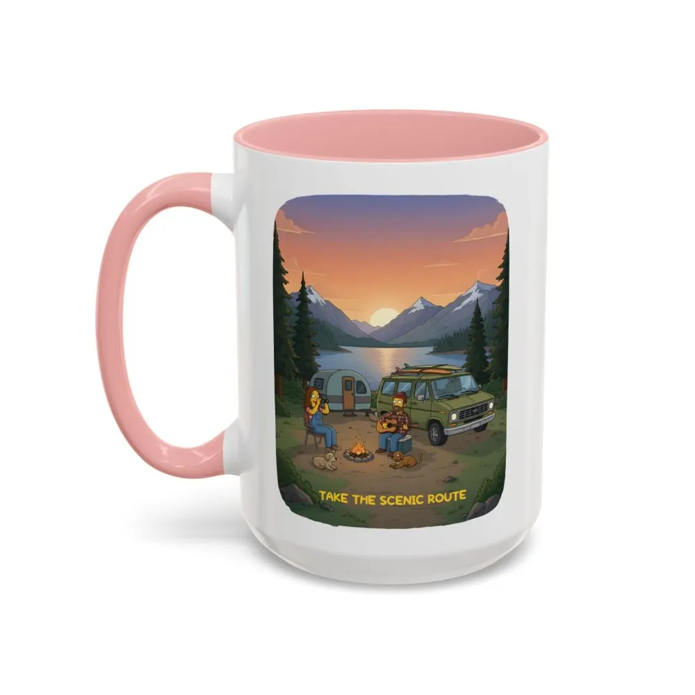 Accent Coffee Mug (11, 15oz) — "Take The Scenic Route" Design Sitcom-Line