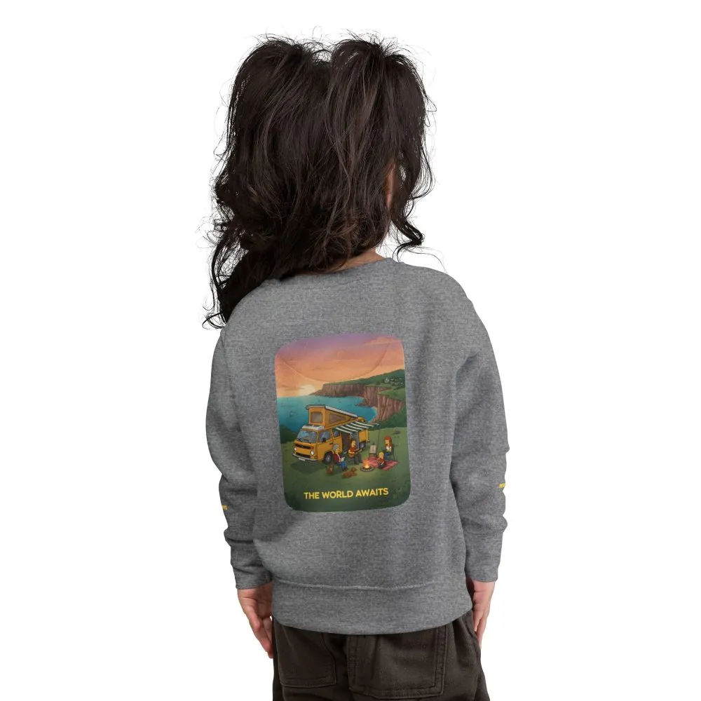 11408079561741235462_2048.jpeg Toddler Sweatshirt - "The World Awaits" (Design Sitcom-Line)