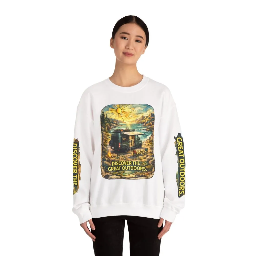 11424556383202836895_2048.jpeg Unisex Heavy Blend™ Crewneck Sweatshirt — "Discover The Great Outdoors" Design Cubic-Line