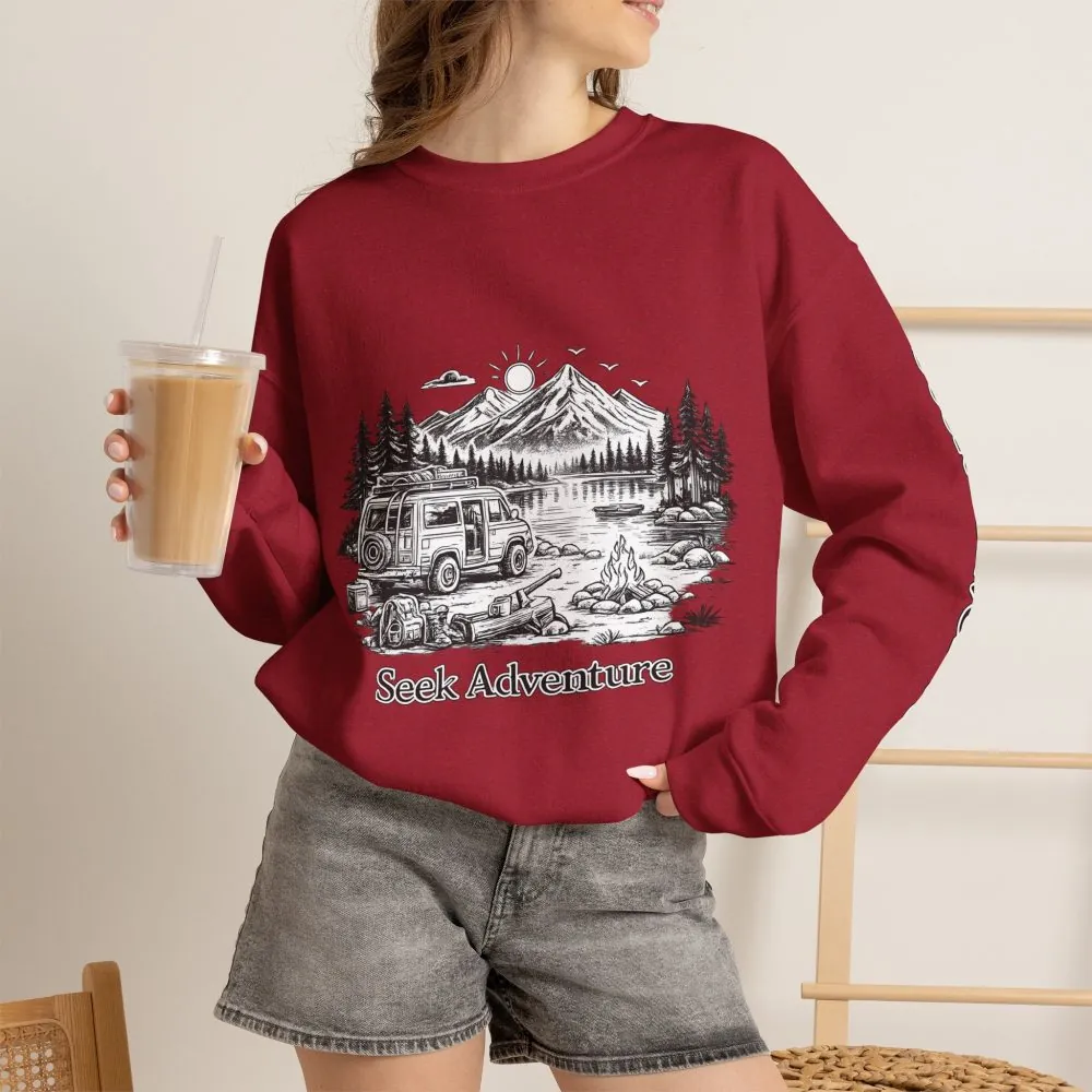 11426223797685741731_2048.jpeg Unisex Heavy Blend™ Crewneck Sweatshirt — "Seek Adventure" Design Minimal-Line