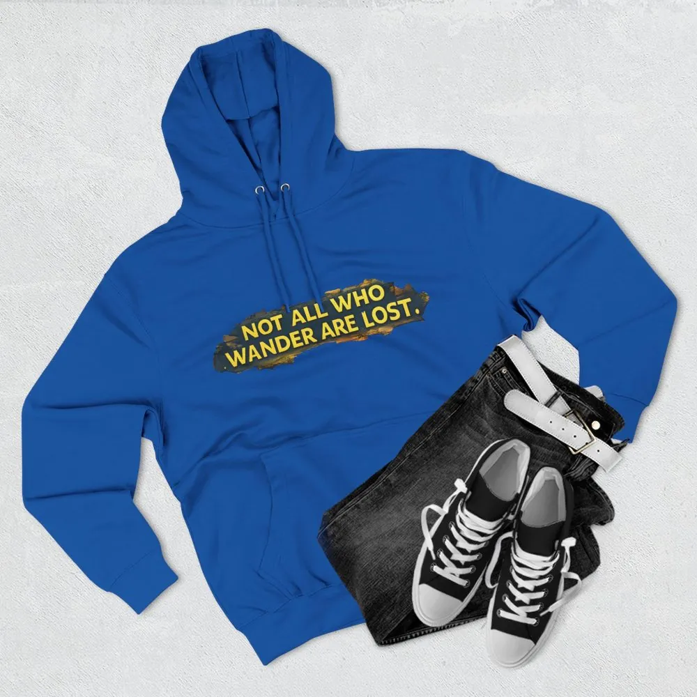 11426359753485134001_2048.jpeg Three-Panel Fleece Hoodie - "Not All Who Wander Are Lost" Design Cubic-Line