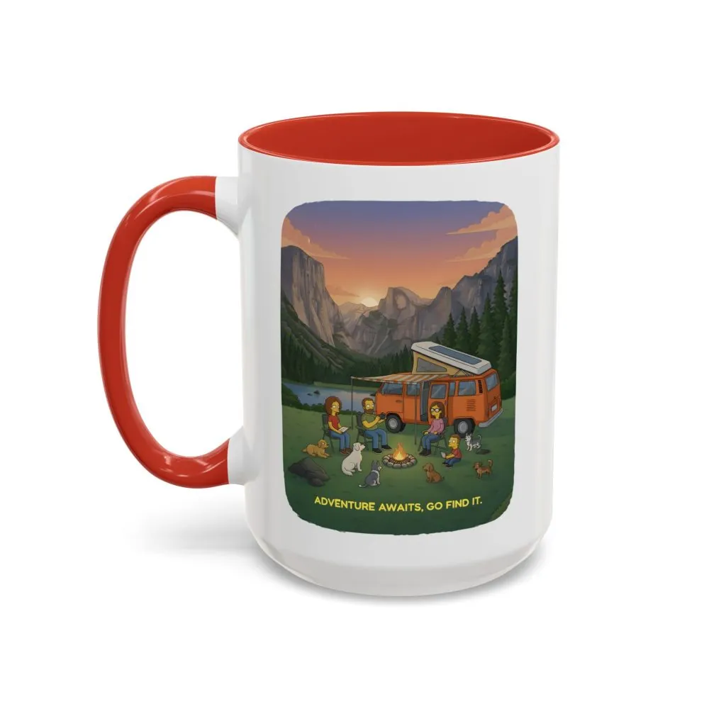Accent Coffee Mug (11, 15oz) — "Adventure Awaits-Go Find It"" Design Sitcom-Line