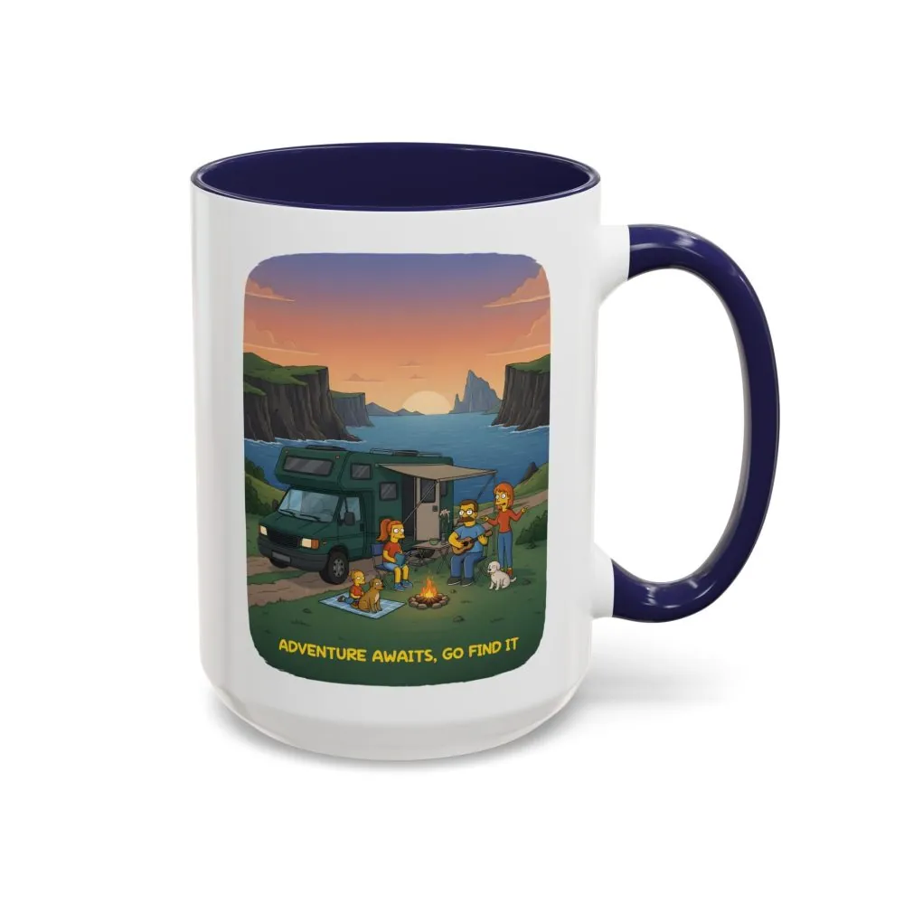 Accent Coffee Mug (11, 15oz) — "Adventure Awaits-Go Find It"" Design Sitcom-Line