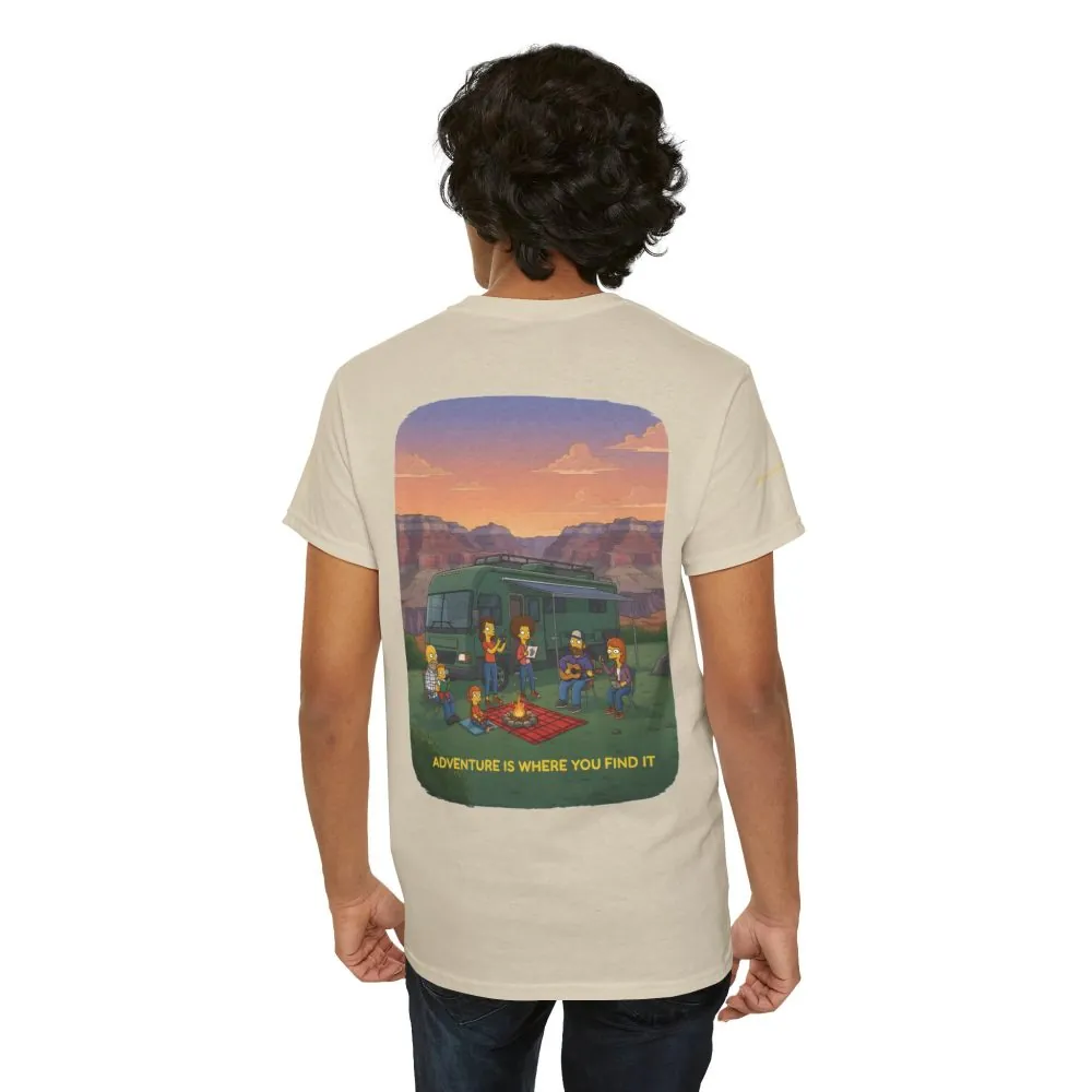 Unisex Heavy Cotton Tee — "Adventure Is Where You Find It" Design Sitcom-Line