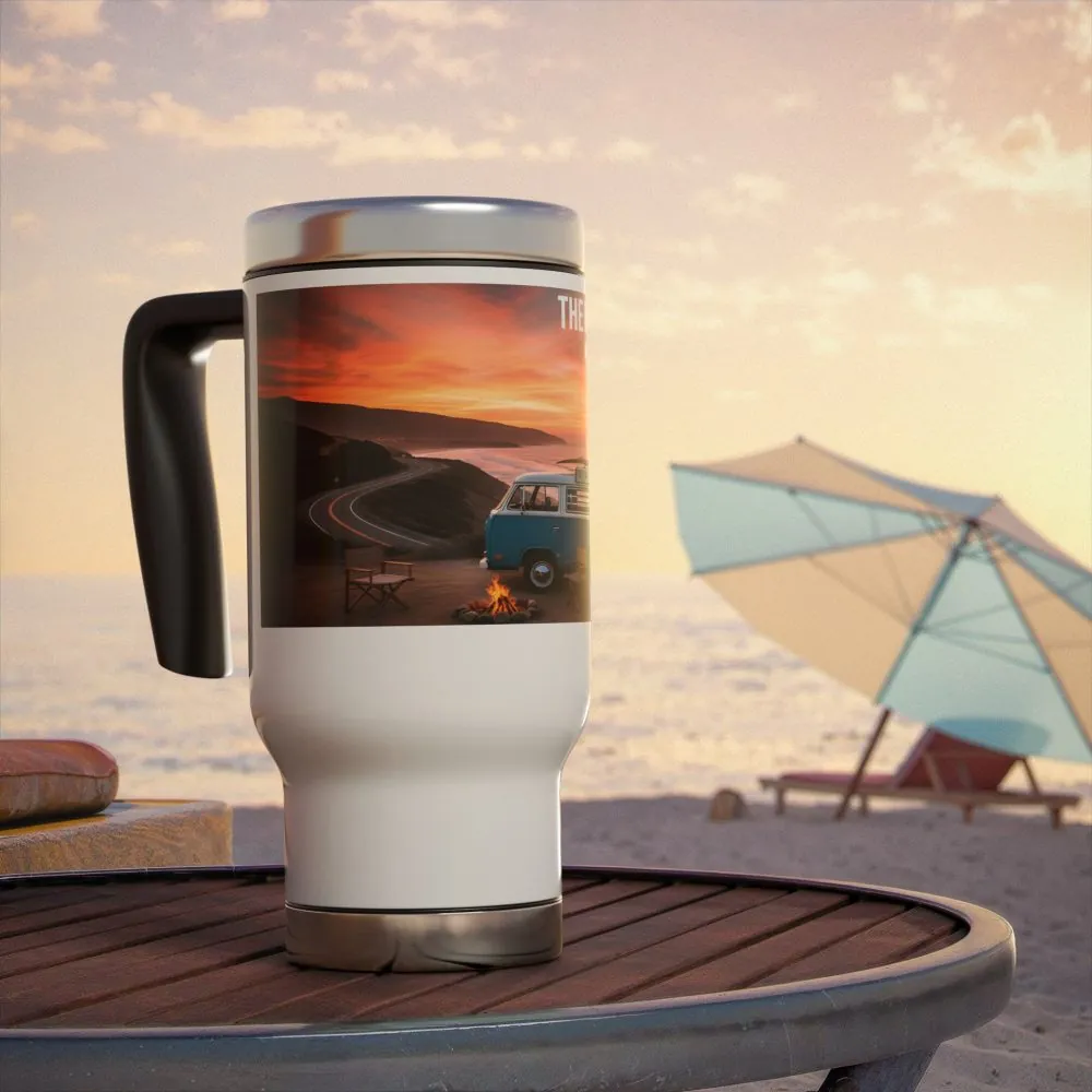 11529385116086145287_2048.jpeg Stainless Steel Travel Mug with Handle, 14oz — "The Road is Life"