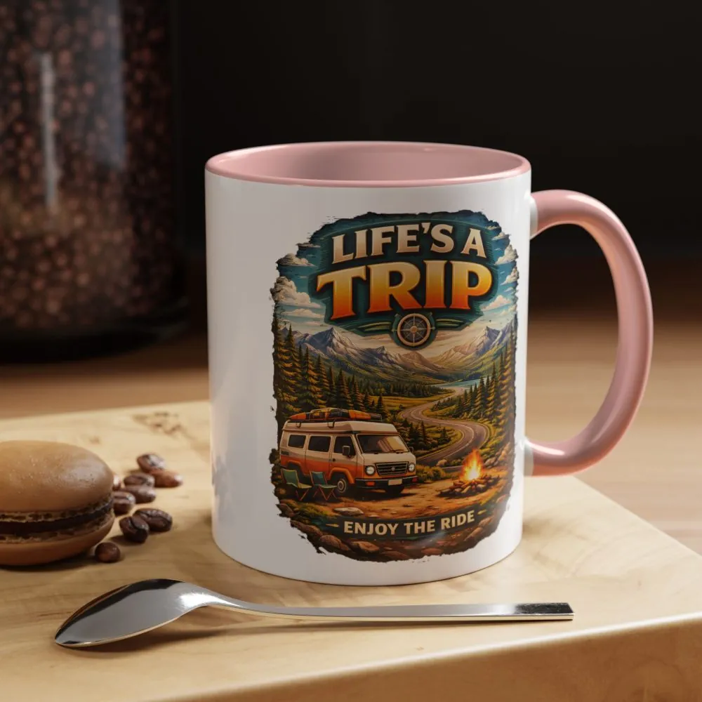 Accent Coffee Mug (11, 15oz) — "Life s A Trip" Design Scenic-Line