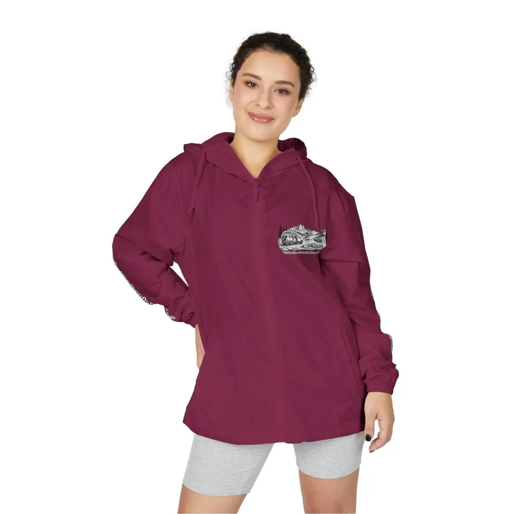 11544848676457101643_2048.jpeg Unisex Full-Zip Windbreaker Jacket — "Take The Scenic Route" (Design "Minimal-Line")