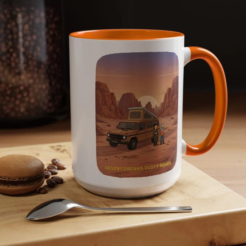 Accent Coffee Mug (11, 15oz) — "Desert Dreams Dusty Roads" Design Sitcom-Line