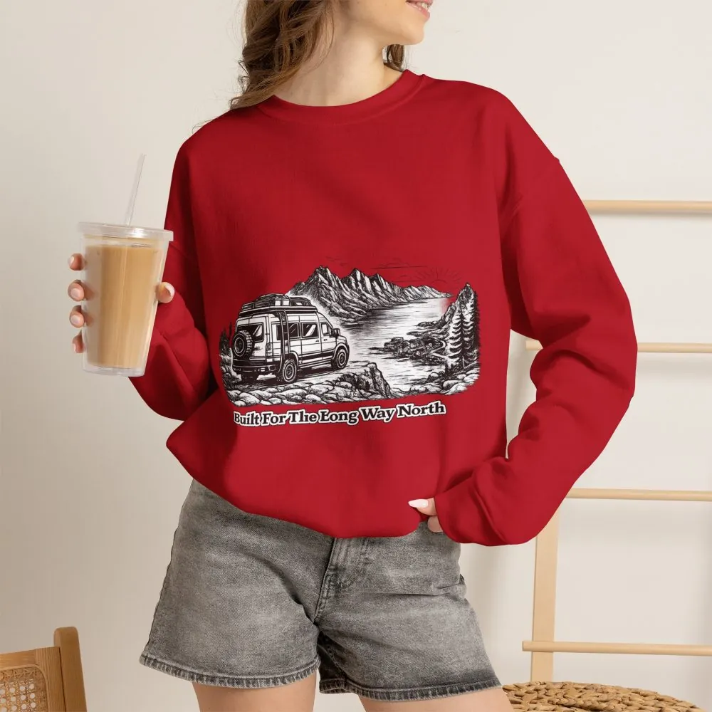 11561713121535682834_2048.jpeg Unisex Heavy Blend™ Crewneck Sweatshirt — "Built For The Long Way North" Design Minimal-Line