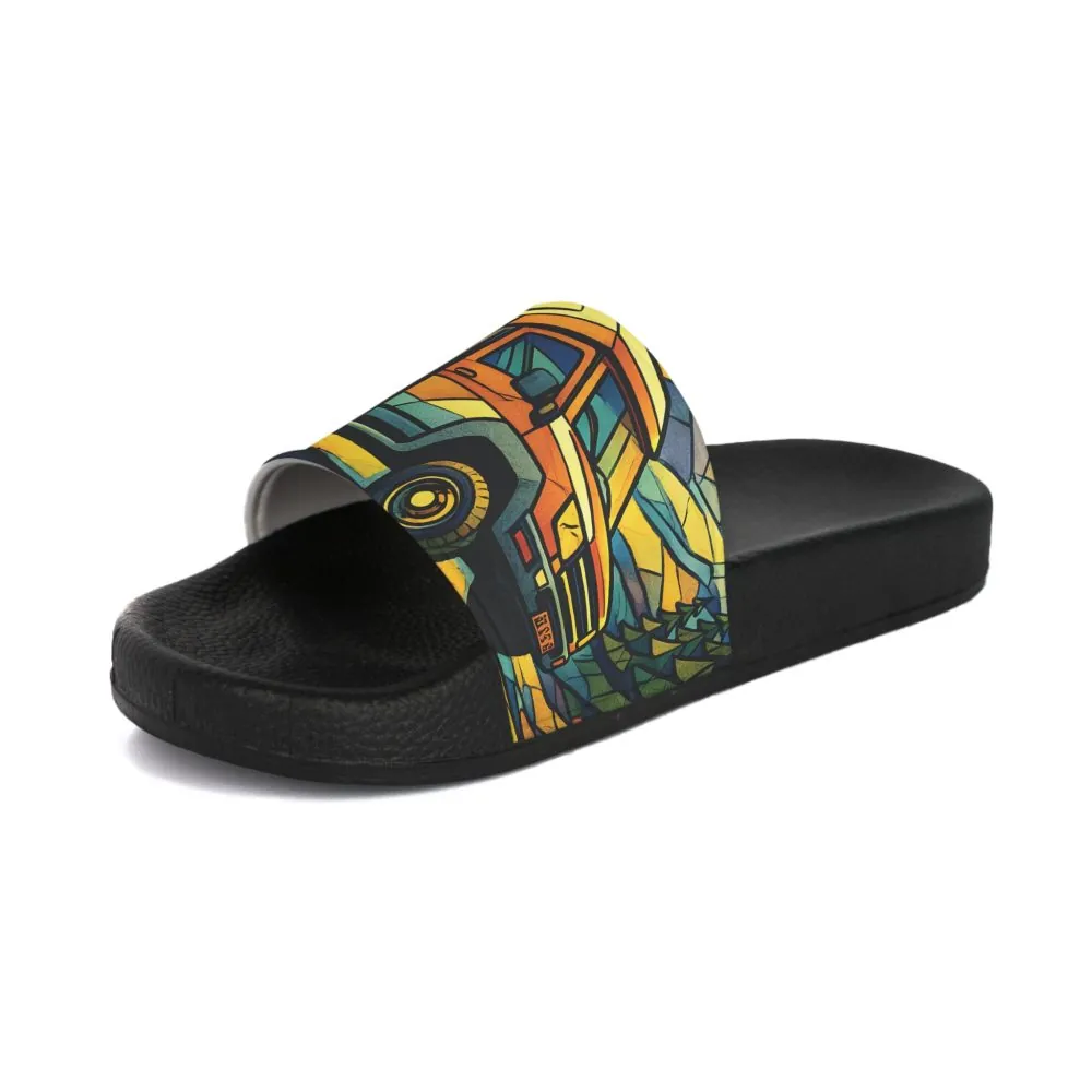 Women's Slide Sandals - Vintage Camper Slides (Cubic-Line)
