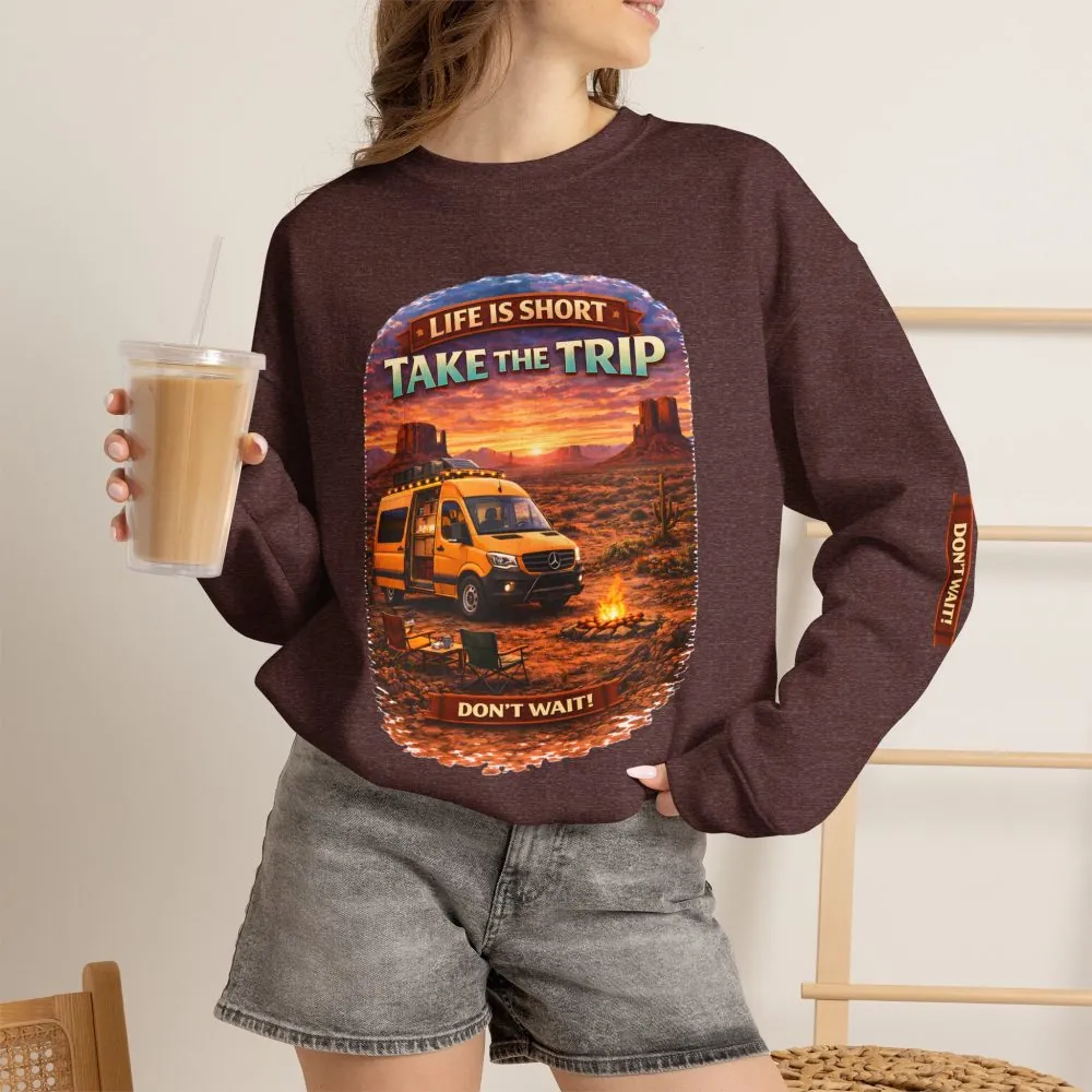 11592388534498191526_2048.jpeg Unisex Heavy Blend™ Crewneck Sweatshirt — "Life Is To Short-Take The Trip" Design Scenic-Line