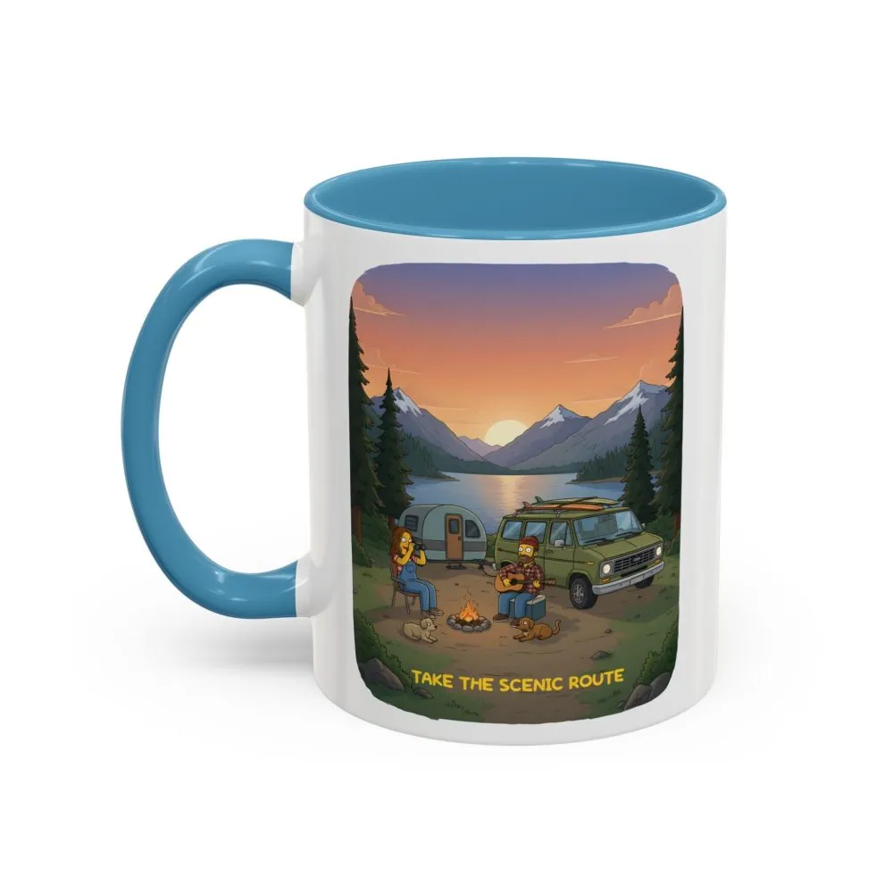 Accent Coffee Mug (11, 15oz) — "Take The Scenic Route" Design Sitcom-Line