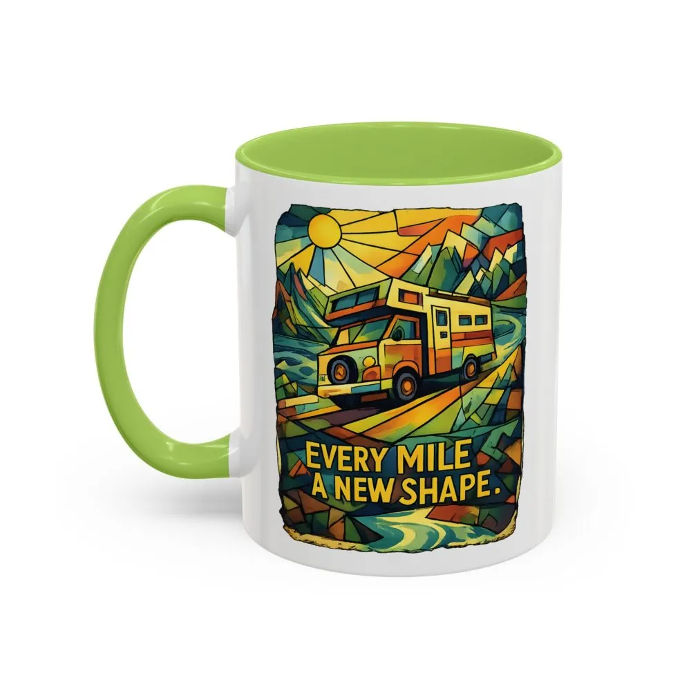 Accent Coffee Mug (11, 15oz) — "Every Mile A New Shape" Design Cubic-Line