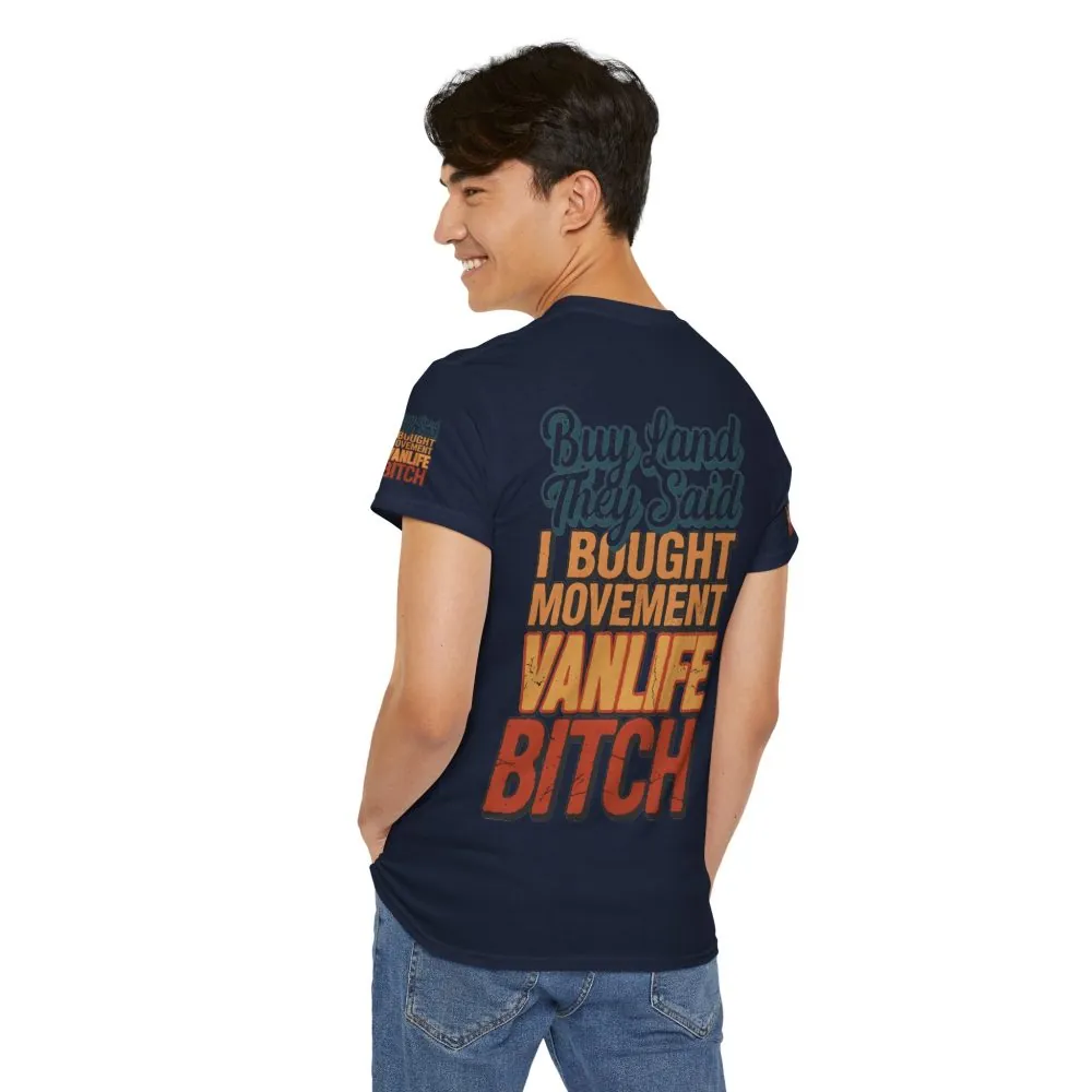 Unisex Heavy Cotton Tee — "Buy Land They Said" Design F**K-Line