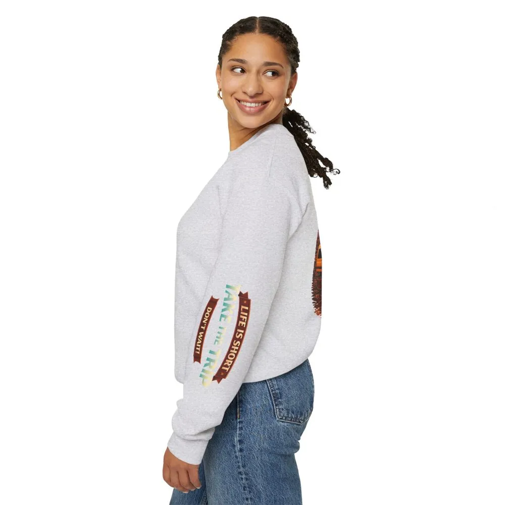 11645708458609331712_2048.jpeg Unisex Heavy Blend™ Crewneck Sweatshirt — "Live Is Short Take The Trip" Design Scenic-Line
