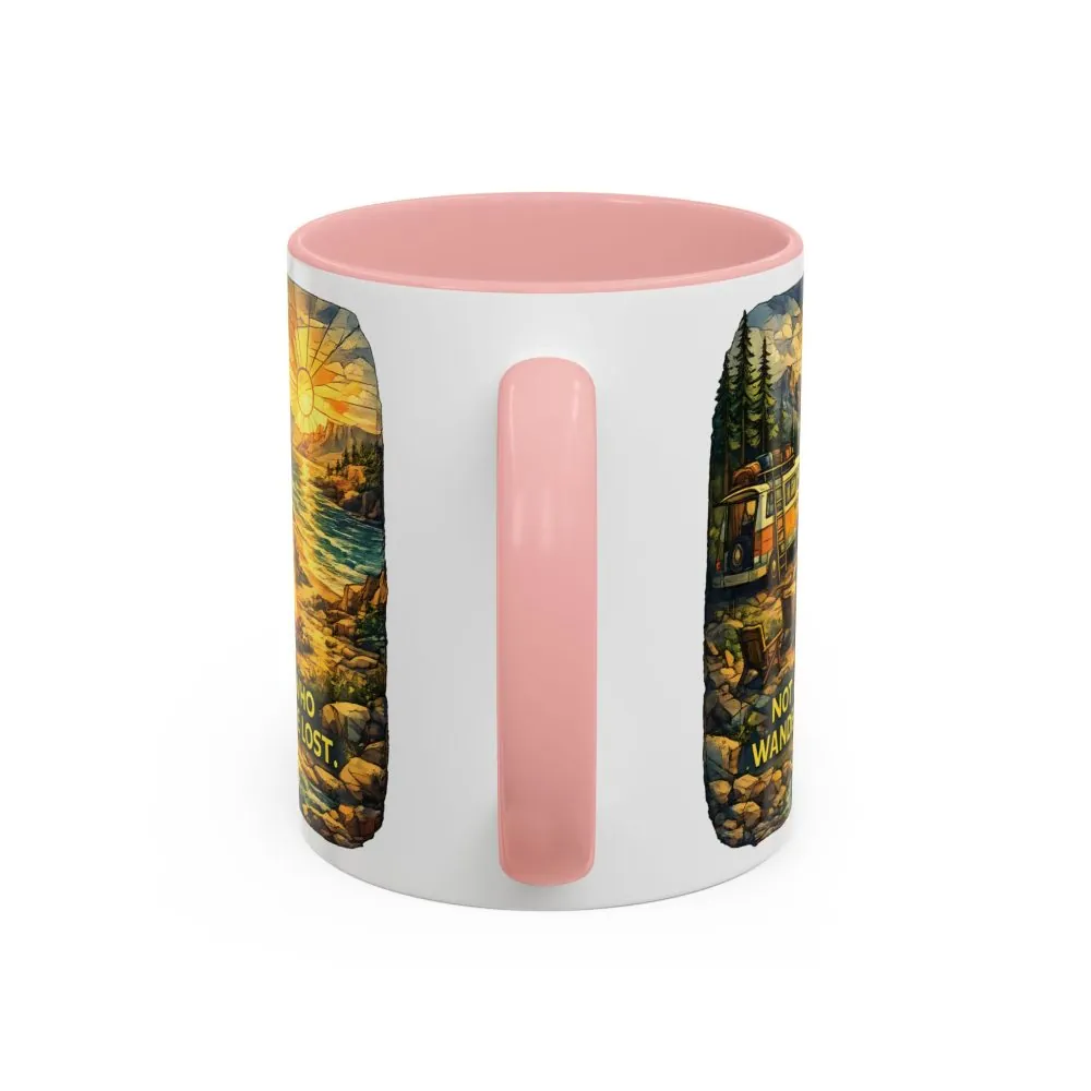 Accent Coffee Mug (11, 15oz) — "Not All Who Wander Are Lost" Design Cubic-Line