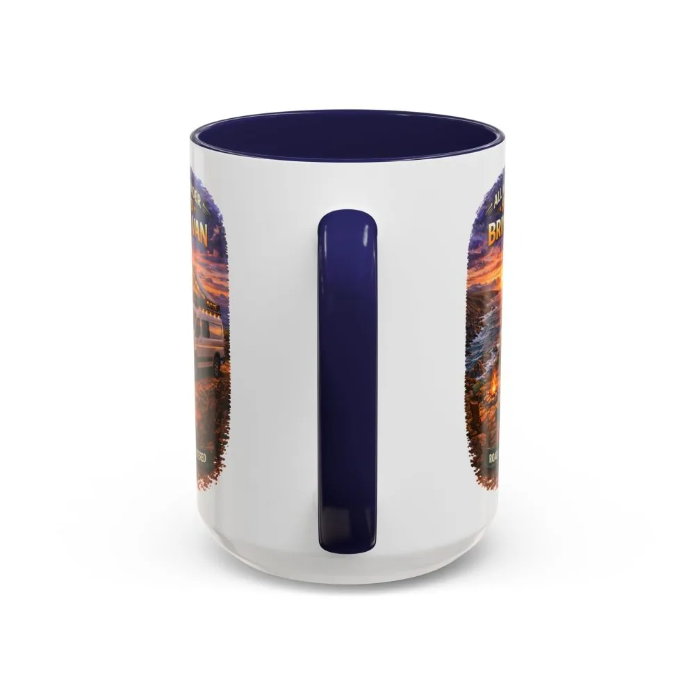 Accent Coffee Mug (11, 15oz) — "All Who wander Should Bring A Van" Design Scenic-Line