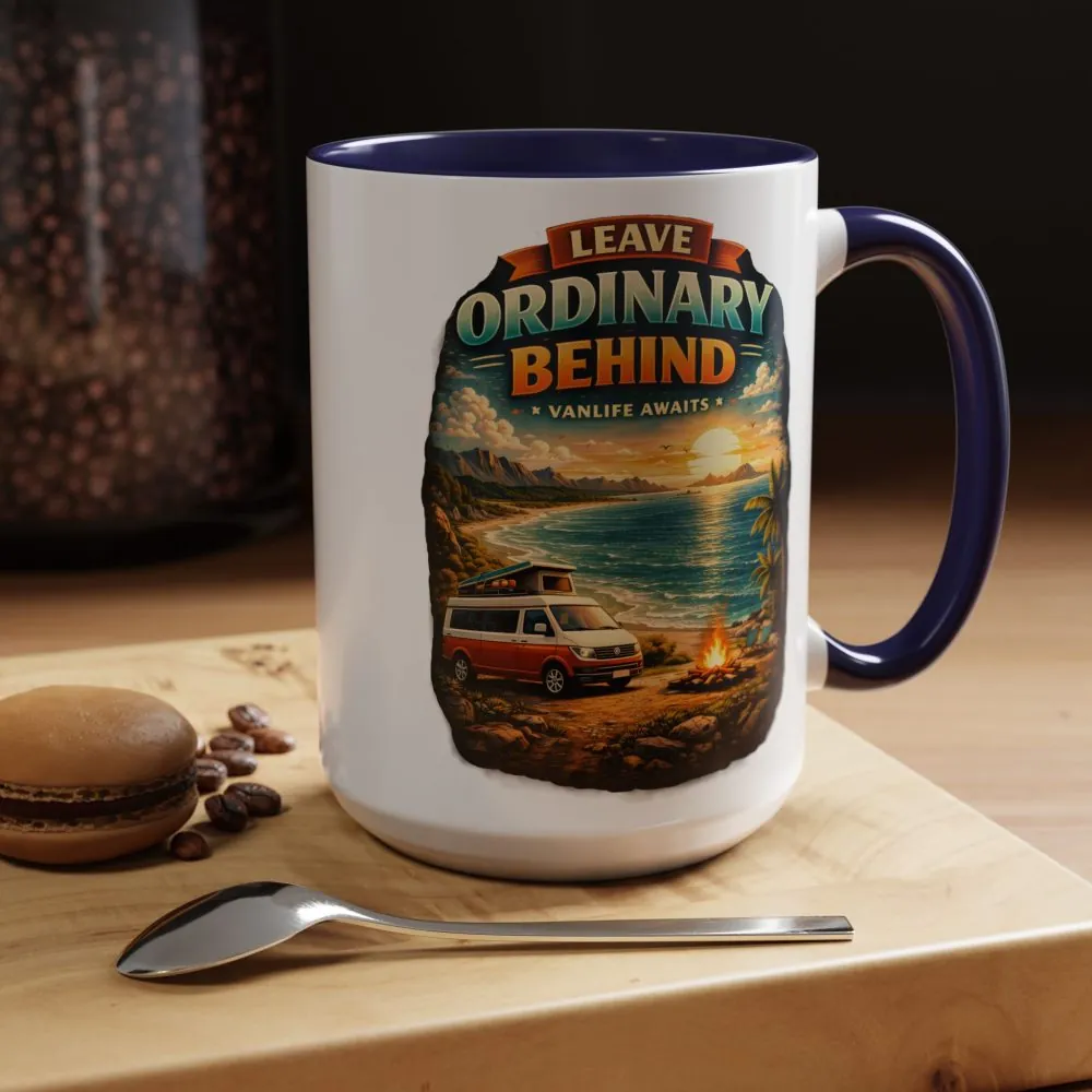 Accent Coffee Mug (11, 15oz) — "Leave Ordinary Behind" Design Scenic-Line