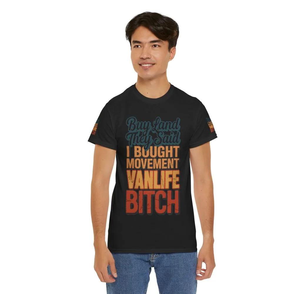 Unisex Heavy Cotton Tee — "Buy Land They Said" Design F**K-Line
