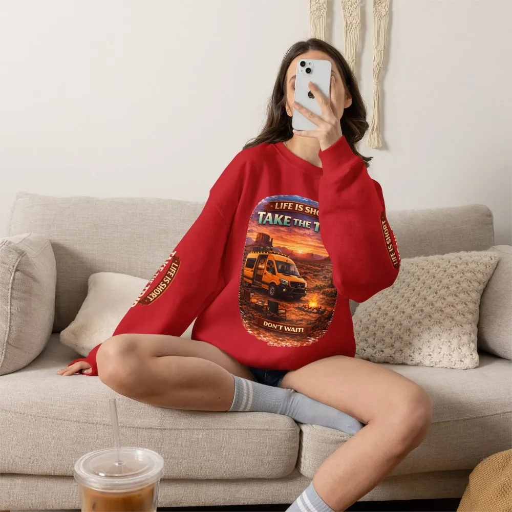 11674931757802238882_2048.jpeg Unisex Heavy Blend™ Crewneck Sweatshirt — "Live Is Short Take The Trip" Design Scenic-Line