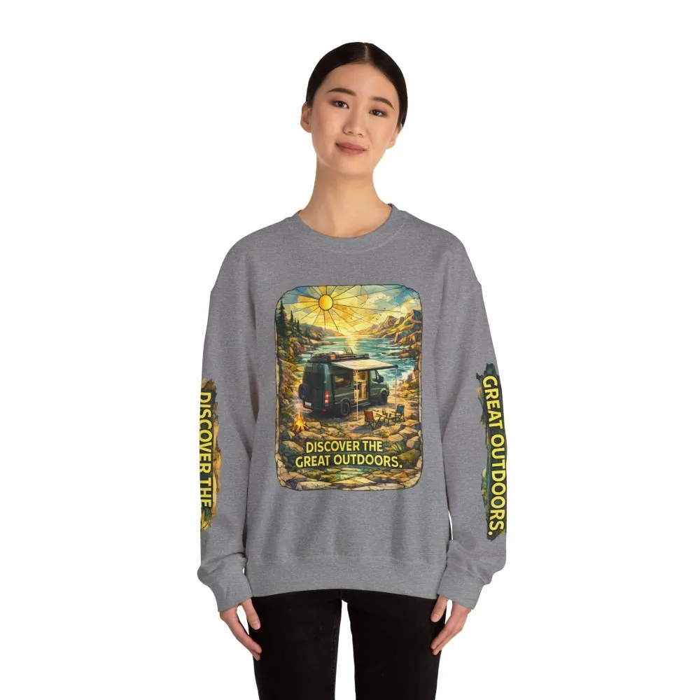 11683864239525555754_2048.jpeg Unisex Heavy Blend™ Crewneck Sweatshirt — "Discover The Great Outdoors" Design Cubic-Line
