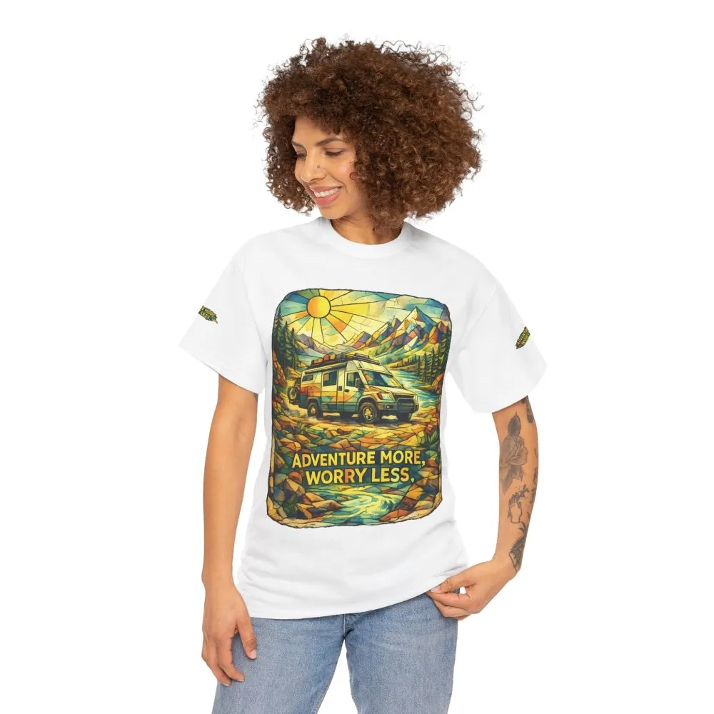 11688394622810487534_2048.jpeg Unisex Heavy Cotton Tee — "Adventure More Worry Less" Design Cubic-Line