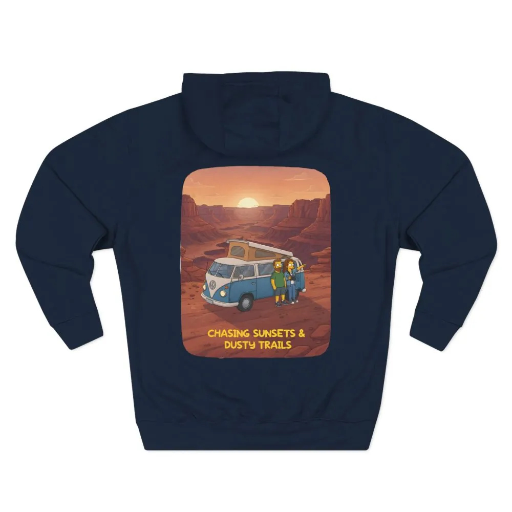 11693770763723567455_2048.jpeg Three-Panel Fleece Hoodie - "Chasing Sunsets And Dusty Trails" Design Sitcom-Line