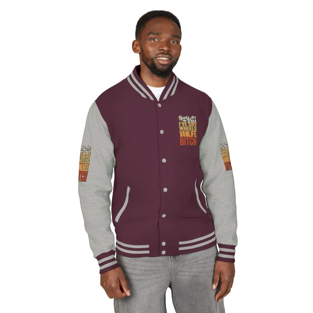 11695931079081224003_2048.jpeg Unisex Heavyweight Letterman Jacket — "Roots Are For Trees" Design F**K-Line