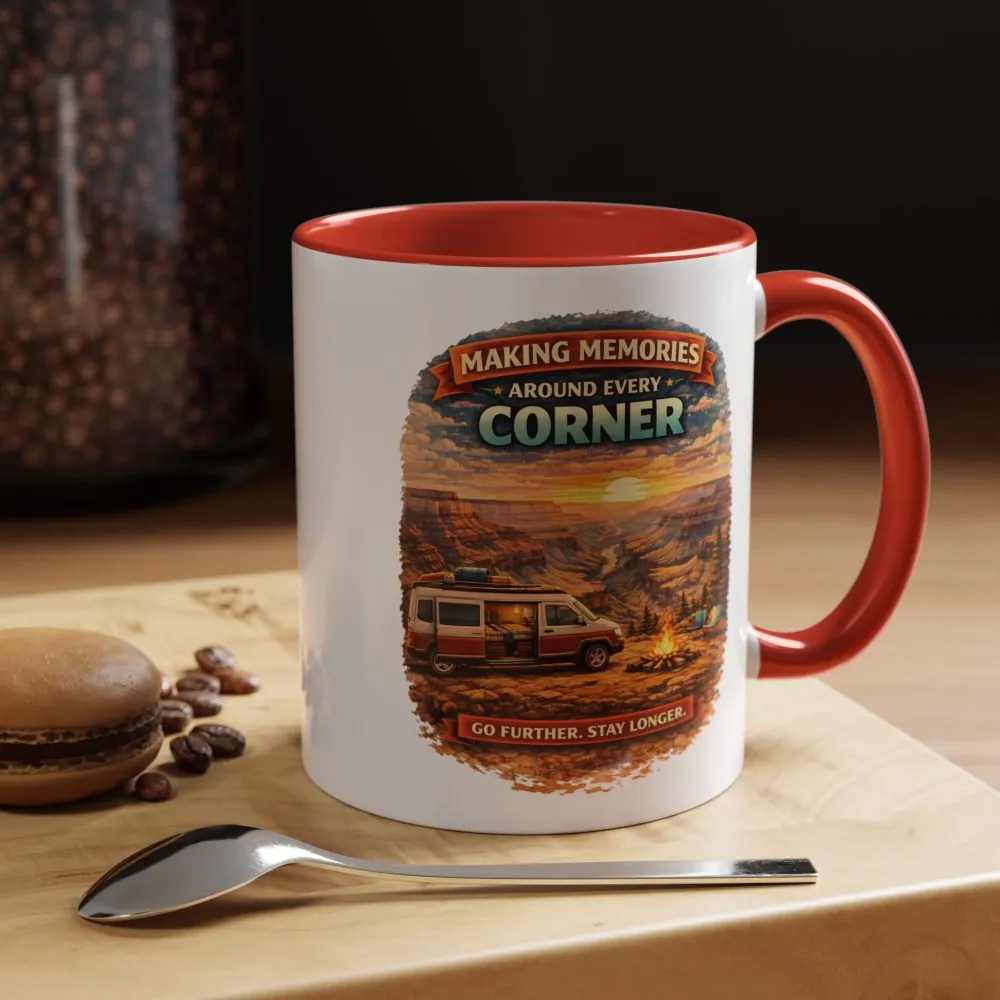 Accent Coffee Mug (11, 15oz) — "Making Memories Around Every Corner" Design Scenic-Line