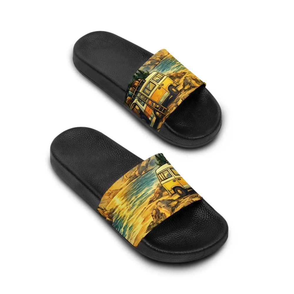 11707139607487405376_2048.jpeg Women's Slide Sandals - Yellow Retro Camper Van Slides (Cubic-Line)