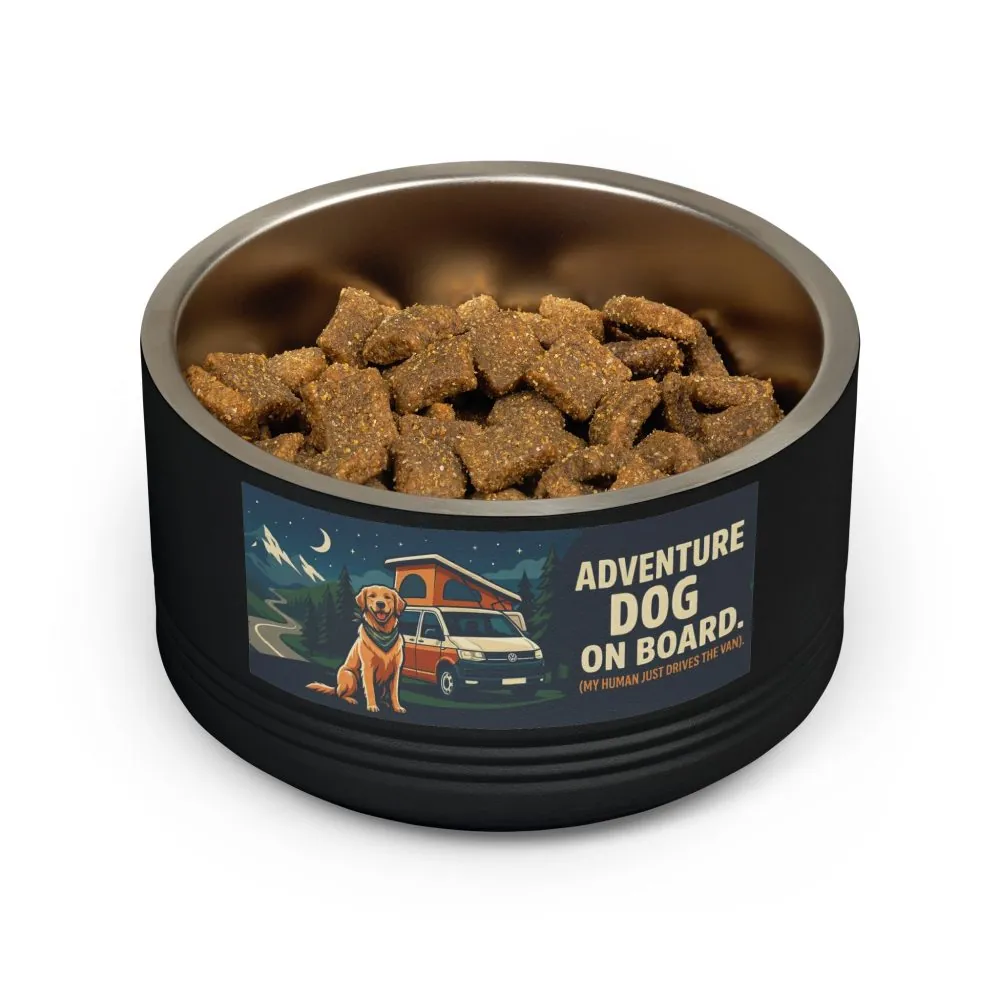 Pet Bowl — "Adventure Dog On Board " 18oz Camper & Hiking Dog Travel Bowl