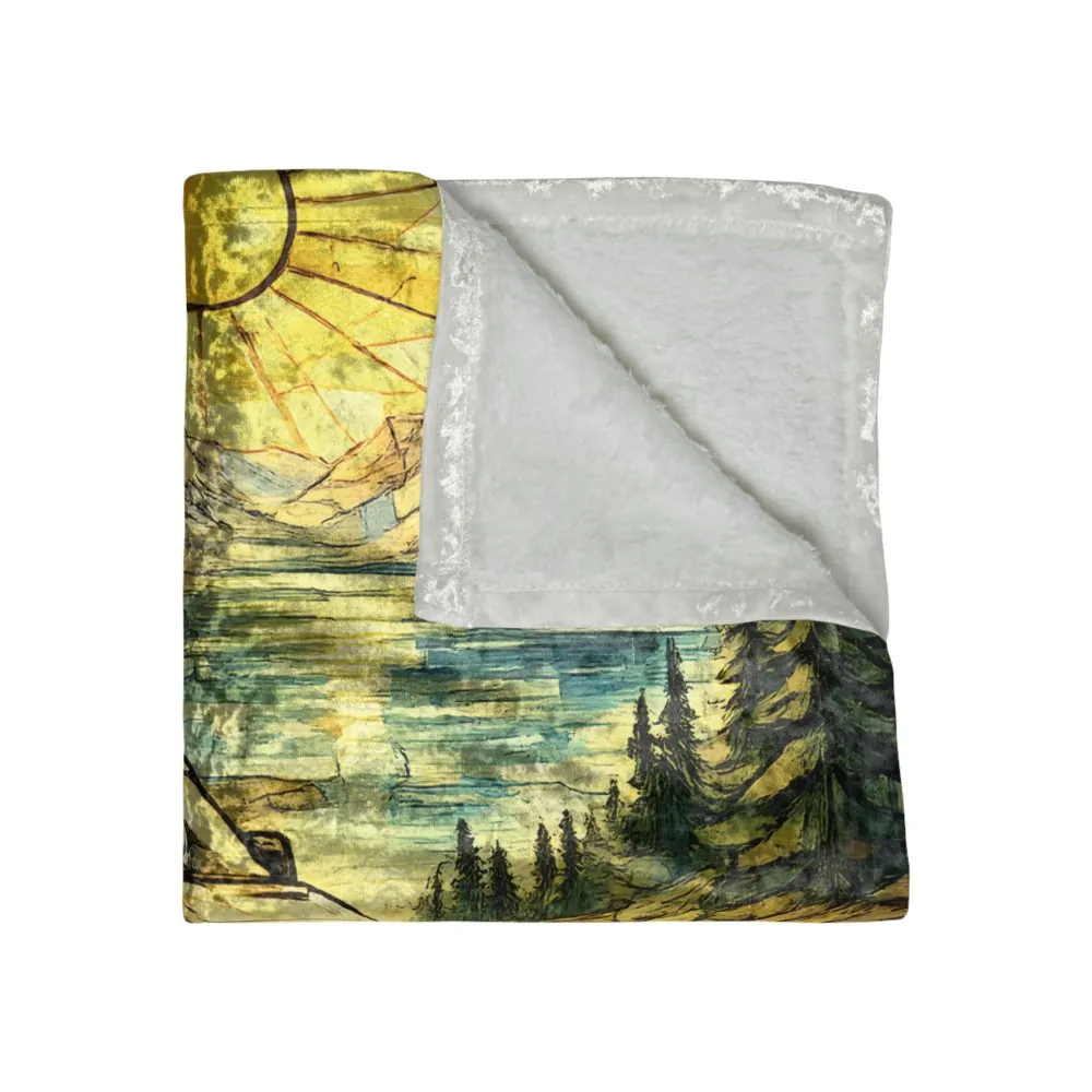 1171316913471877165_2048.jpeg Crushed Velvet Blanket —"Escape Into The Wild" Design Cubic-Line(Campervan)