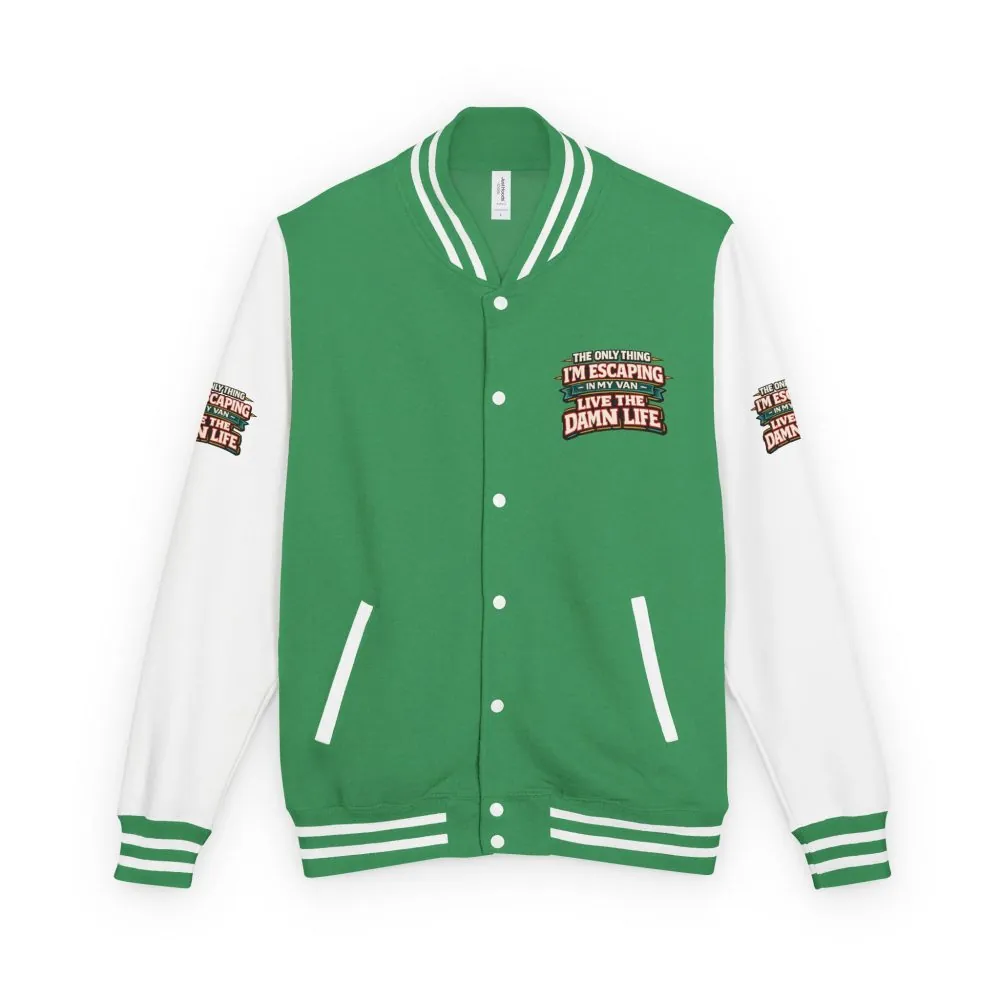 Unisex Heavyweight Letterman Jacket — "The Only Thing I´m Escaping" Design F**K-Line