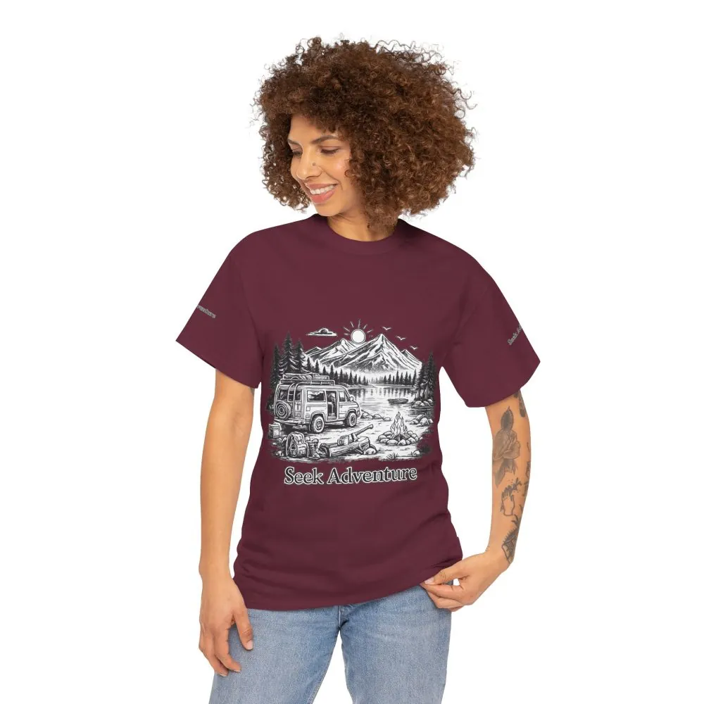11733615031788890366_2048.jpeg Unisex Heavy Cotton Tee — "Seek Adventure" Design Minimal-Line