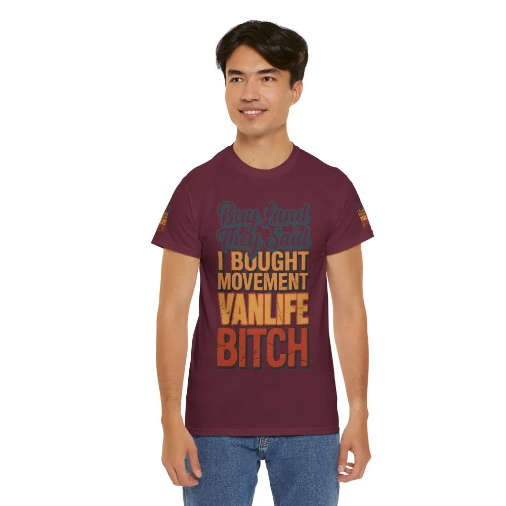 Unisex Heavy Cotton Tee — "Buy Land They Said" Design F**K-Line