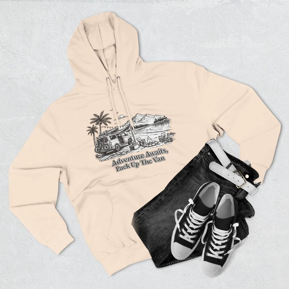 11750708699699745506_2048.jpeg Three-Panel Fleece Hoodie - "Adventure Awaits,Pack Up The Van" Design Minimal-Line
