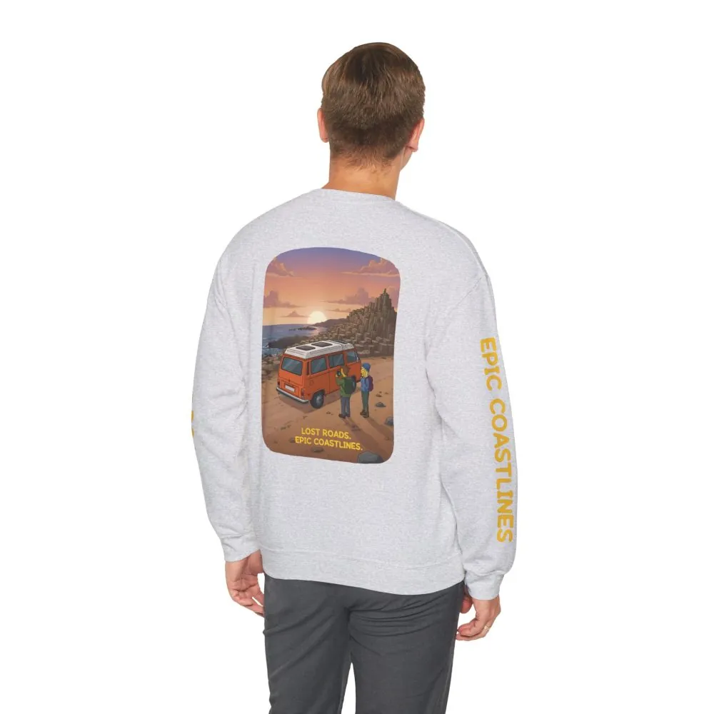 11756966437592417500_2048.jpeg Unisex Heavy Blend™ Crewneck Sweatshirt — "Lost Roads Epic Coastlines" Design Sitcom-Line