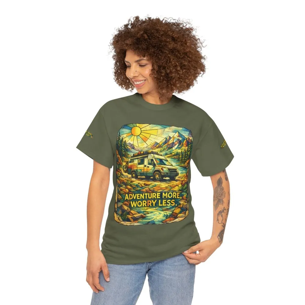 1175973666823638809_2048.jpeg Unisex Heavy Cotton Tee — "Adventure More Worry Less" Design Cubic-Line