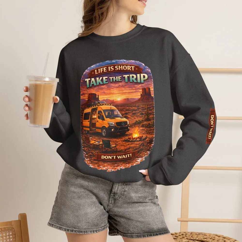11760820268123733236_2048.jpeg Unisex Heavy Blend™ Crewneck Sweatshirt — "Live Is Short Take The Trip" Design Scenic-Line