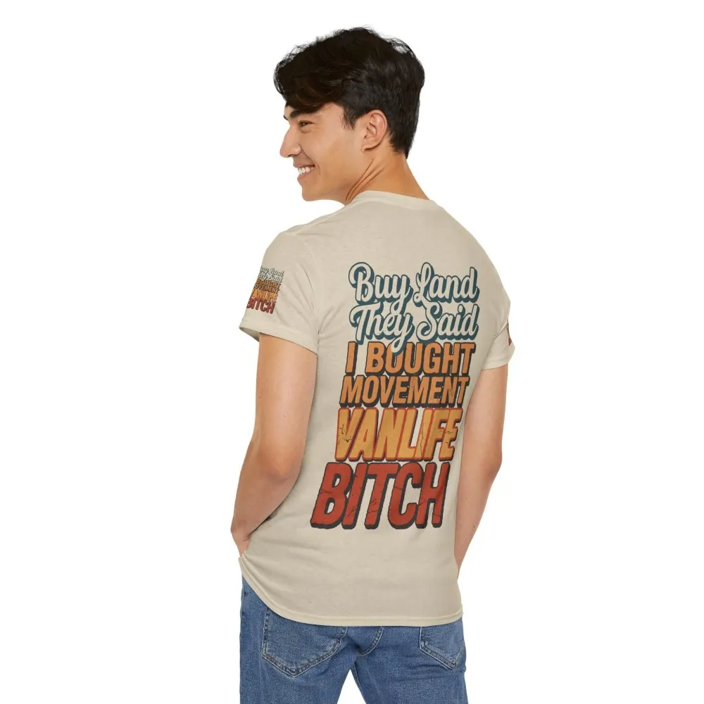 Unisex Heavy Cotton Tee — "Buy Land They Said" Design F**K-Line