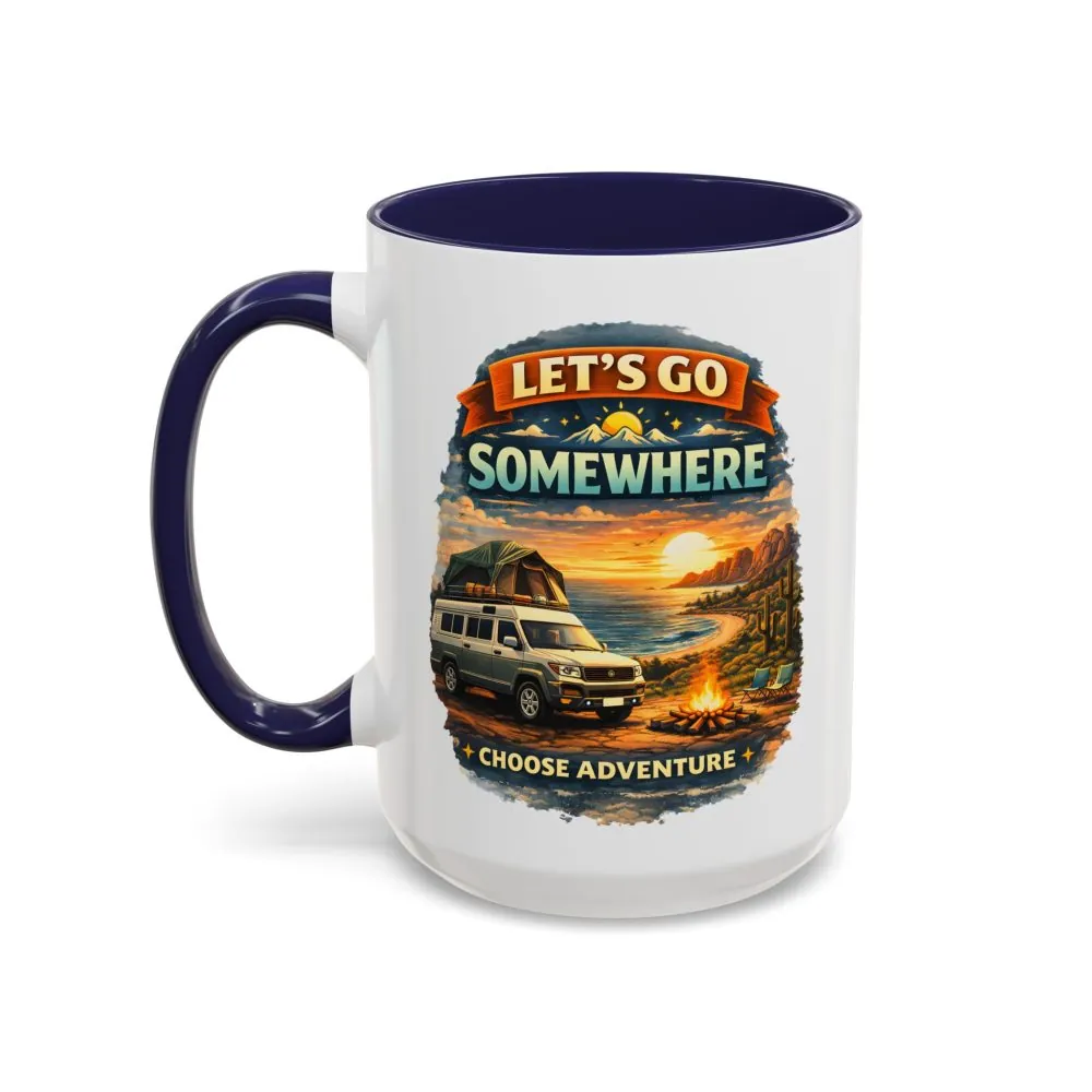 Accent Coffee Mug (11, 15oz) — "Lets Go Somewhere" Design Scenic-Line