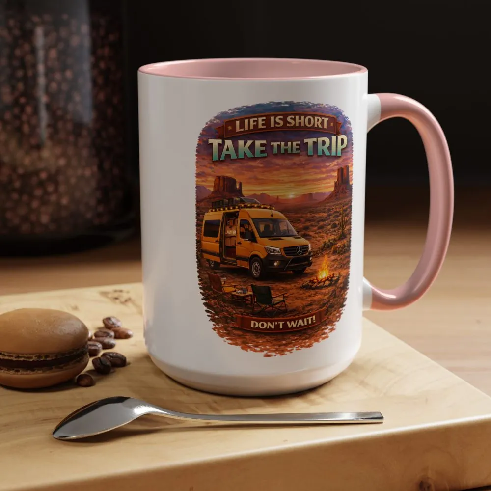 Accent Coffee Mug (11, 15oz) — "Live Is Short Take The Trip" Design Scenic-Line