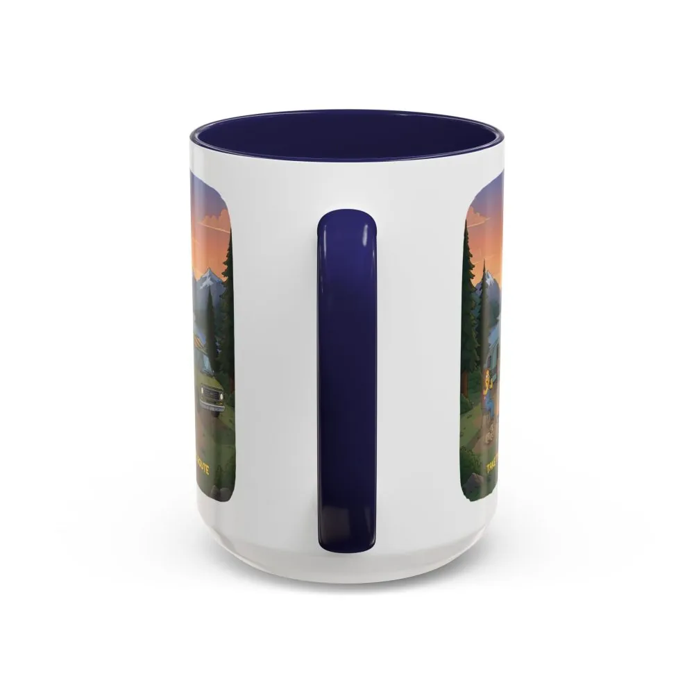 Accent Coffee Mug (11, 15oz) — "Take The Scenic Route" Design Sitcom-Line